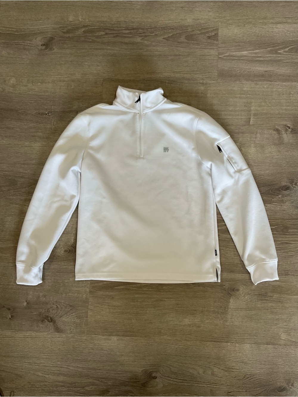 DKNY White Half-Zip Pullover with Sleeve Pocket